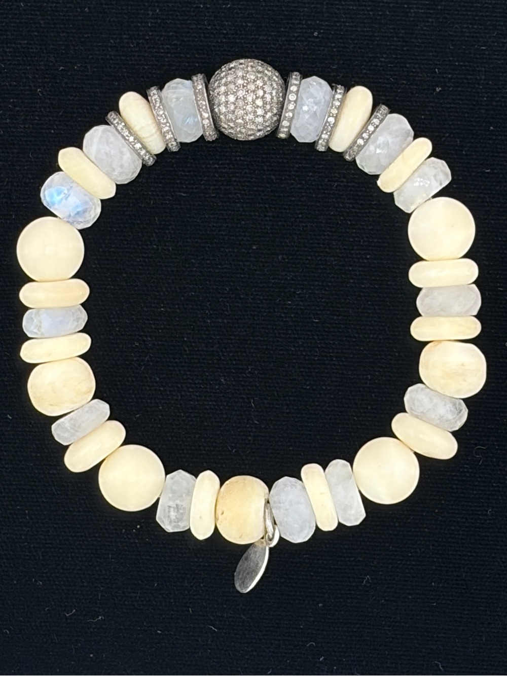 new Moonstone Bone Diamond Beaded Bracelet - Picture 15 of 17